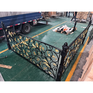 Tùy chỉnh sàn gắn trang trí công phu rèn sắt lan can cho tầng thứ hai cầu thang lan can lan can nội thất cầu thang bước lan can - Product Image 6