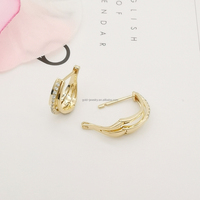 1000S Bijoux Boucles d'oreilles en or véritable 14 carats, clous d'oreilles en diamant véritable, boucles d'oreilles créoles en or jaune massif AU585, boucles d'oreilles charmantes, or chinois
