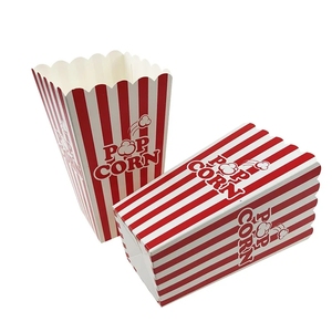 Scatole di Popcorn di cartone usa e getta con stampa personalizzata a strisce bianche rosse stampate per feste di film per feste di nozze scatole di Popcorn - Product Image 3