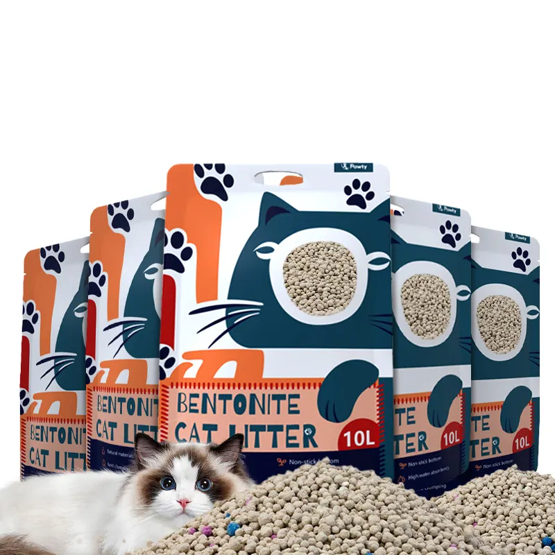 Produk hewan peliharaan produsen kotoran kucing grosir pembersih kucing premium campur pasir sampah kucing bentonit untuk kucing
