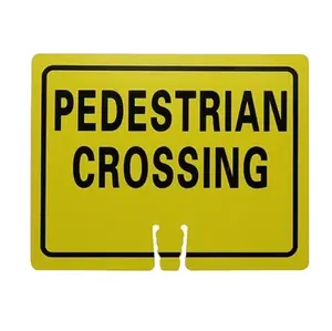 Pedestre Crossing Traffic Cone Topper Sign Road Cone Acessórios 14*18 Inch Metal Ps Printing Warning Sign