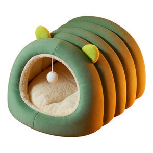 Caterpillar sleeping bag cat <b>bed</b> winter warm cat thickened tent enclosed cat winter cat house pet dog <b>bed</b> - Product Image 3