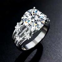 Bague en argent sterling 925 GRA Luxury avec moissanite émeraude rose Sakura de 5 carats couleur D VVS pour femme, alliances ou bagues de mariage