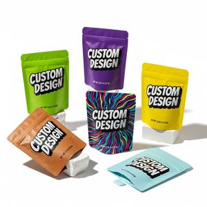 Sacs d'emballage en plastique laminé en aluminium personnalisés, anti-odeur, petits sacs à fermeture éclair pour bonbons et biscuits, sac en Mylar au toucher doux - Product Image 1