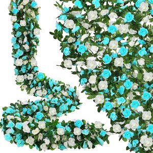 45 cabezas de flores rosas guirnalda decoraciones de flores artificiales de plástico para decoración de bodas fotomatón telón de fondo - Product Image 5