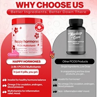 Extracto Herbal Happy Hormones PCOS, Bebida Multivitamínica, Mioinositol, D-Chiroinositol, Omega 3, 30 Cápsulas, Adultos, Mujeres