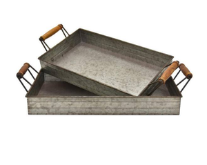 Bandeja rectangular galvanizada de nueva llegada, fabricación por la India, bandeja decorativa de metal galvanizado rústico para servir - Product Image 3