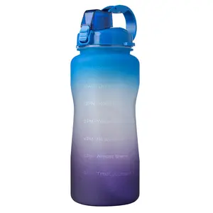 Garrafa de água grande de meio galão esportiva motivacional fofa com marcador de tempo canudo Tritan sem BPA à prova de vazamentos jarro de água