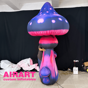 Champignon magique gonflable géant pour la décoration de fête, modèle gonflable de pleurote volante violette rose étoilée - Product Image 1