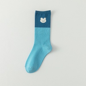 Chaussettes en coton fines rayées printemps-automne pour femmes, style coréen, mi-mollet, motif ours, tendance Ins, style universitaire, décontractées, motif dessin animé, vente en gros - Product Image 6