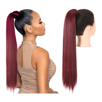 Postiche queue de cheval pour femme, style européen et américain, en soie mate, cheveux longs et lisses, à enrouler avec bande magique, accessoire tressé pour usage quotidien