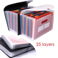 Foska Promotion : Classeur Accordéon A4 à 25 Pochettes, Organisateur de Documents Multi-Couleurs, Pochette Extensible Transparente