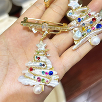 Collier pendentif en perle d'eau douce Biwa en forme d'étoile de sapin de Noël, bijoux Muses, élégant et luxueux, broche pour femme