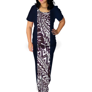 Vente en gros de feuilles de monstres Robes noires pour femmes Samoan Puletasi Vêtements tribaux polynésiens Robes deux pièces Puletasi Islander - Product Image 3