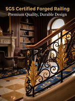 Rampe d'escalier en fer forgé Royal avec motifs personnalisés, balustrades et mains courantes de qualité supérieure pour hall et escaliers imposants