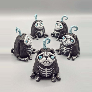 Halloween resina Pug scultura Pug Dog figurine Halloween decorazione natalizia scultura animale statua d'arte - Product Image 6