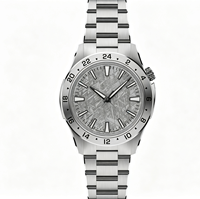 Montres mécaniques pour hommes de 40 mm alimentées par un mouvement Miyota 9075 GMT automatique, cadran en météorite véritable avec BGW9