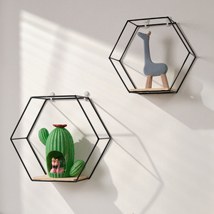 Mensola Esagonale in <span class=keywords><strong>Ferro</strong></span> <span class=keywords><strong>Battuto</strong></span> Stile Art Déco, Portaoggetti da Parete per Statuette e Decorazioni da Soggiorno - Product Image 4