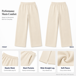 Custom Straight Leg <strong>Pant</strong>-Bone Non Toxic Fabric Elastic Waist <strong>Trackies</strong> Daily Casual Straight Leg Lounge <strong>Pants</strong> With Hand Pockets - Product Image 2