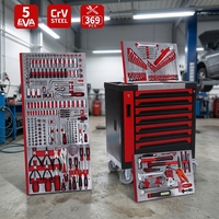 Juego de Herramientas Automotrices de 369 Piezas, Profesional, con 7 Cajones, Carro de Herramientas con Ruedas para Taller, Gabinete para Herramientas de Garaje