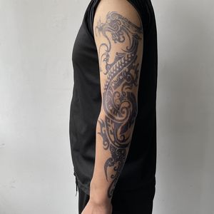 Realistische wasserdichte Semi Permanent Sleeve Tattoos für Männer Frauen Vollarm abdeckung Dunkelblau Langlebig <span class=keywords><strong>3</strong></span> Wochen für Körper gesicht - Product Image 6