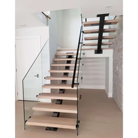 Escalier à poutre simple de style américain/australien en acier au carbone avec marches en bois massif pour maisons