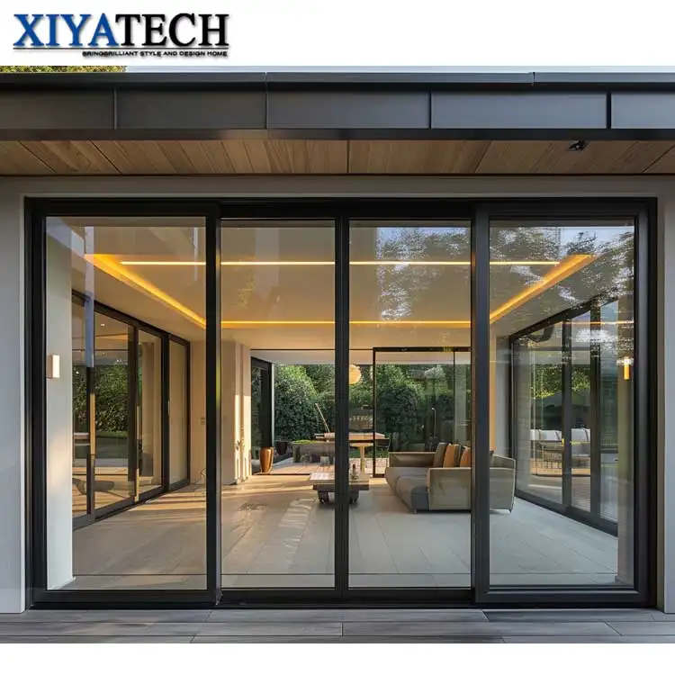 XIYATECH Modern Style Residential Automatic Interior Aluminum Transparent Glass Doors Aluminum Sliding Doors