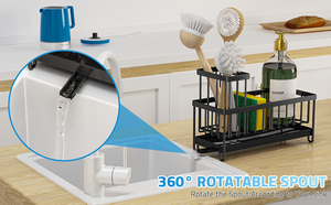 Support de rangement noir pour évier de cuisine et salle de bain, avec panier égouttoir pour savon et éponge - Product Image 5