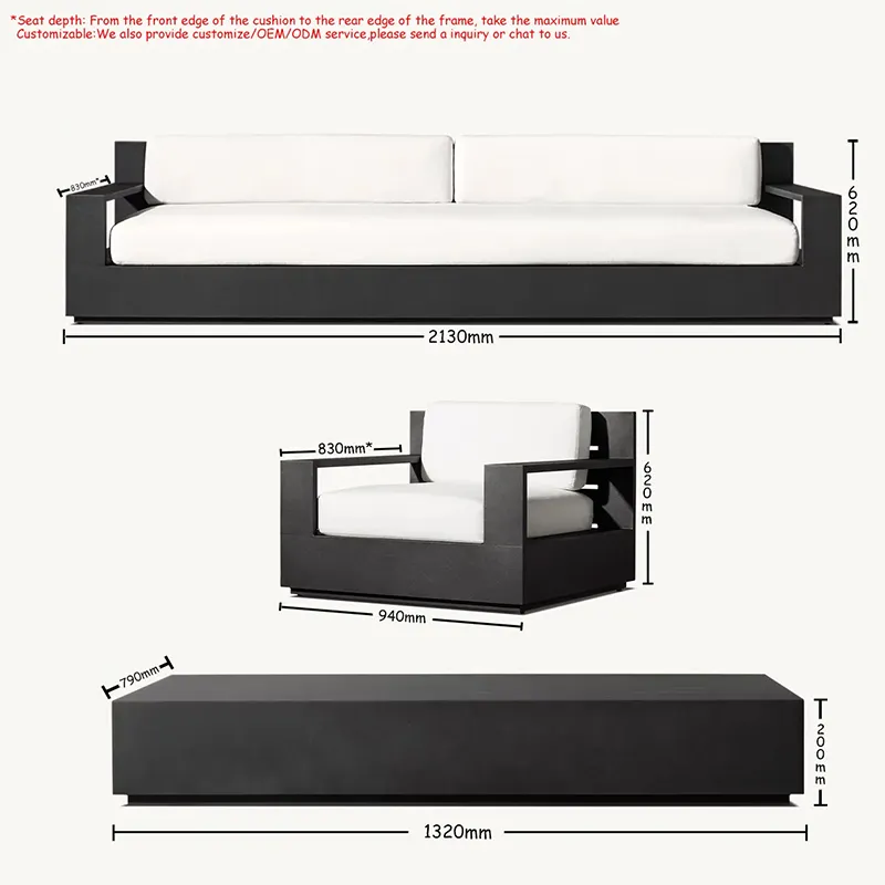 Mobilier d'extérieur en aluminium, métal et tissu, canapé pour patio/jardin/extérieur