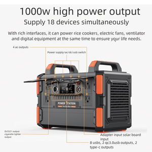 Xzj 1008wh 1200W 315000mAh 110V 230V PD Trạm Sạc di động cắm trại ngoài trời năng lượng mặt trời lưu trữ năng lượng di động Trạm điện - Product Image 4