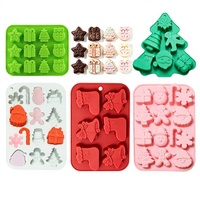 Moule à gâteau de Noël en silicone - Écologique, antiadhésif, multi-pièces pour la cuisson de biscuits, bonbons et desserts, compatible lave-vaisselle