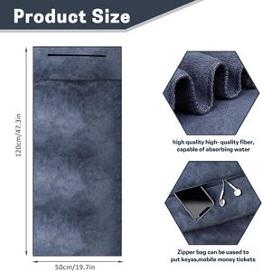Serviette de sport en microfibre tricotée avec poche zippée, séchage rapide et absorption de l'eau - Product Image 5