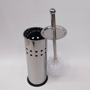 Support de brosse WC cylindrique portable moderne personnalisé avec brosse en microfibre et outil de nettoyage WC en acier inoxydable 410, modèle 823 USA - Product Image 4