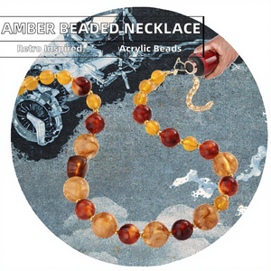 Collar de Cuentas Redondas de Acrílico Transparente Color Ámbar Amarillo-Marrón, Estilo Hip Hop Vintage, para Fiestas, Otoño-Invierno, Regalo - Product Image 2
