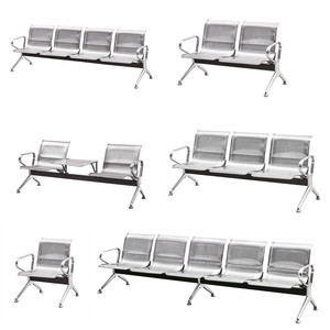 Banco de espera de acero inoxidable Jian Yi Furniture de 3 plazas con reposabrazos para uso en interiores y exteriores - Product Image 1