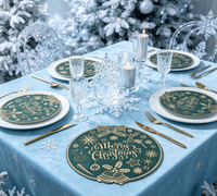 Nappe de table de Noël verte en PVC, imperméable, résistante à l'huile, essuyable, réutilisable, écologique, antidérapante, pour les fêtes, les dîners, la maison, la cuisine