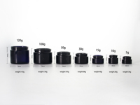 Soins de la peau personnalisables couvercles de bocaux en verre violet foncé noir UV nouvelles tailles de modèle 10g 15g 30g 50g 100g 150g 200g pour crème pour le visage