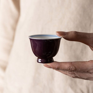 Grape Purple Hand Painted Double Line Porcelain <b>Teacup</b> Round Shape Without Lid Kung Fu Tea Tasting Cup Personal Use - Product Image 1