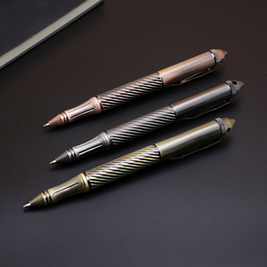 Stylo tactique de survie en plein air EDC, stylo à bille à action par culbuteur en laiton, sensation de métal lourd, cadeau d'affaires - Product Image 3