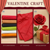 Papier froissé artisanal multicolore, feuilles froissées faites à la main, fabrication de fleurs DIY, emballage cadeau, fournitures de décoration artistique, Saint-Valentin