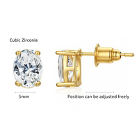 Boucles d'oreilles ovales en zircon pour femmes, boucles d'oreilles clous scintillantes, bijoux solides, cadeau de mariage ou de fiançailles