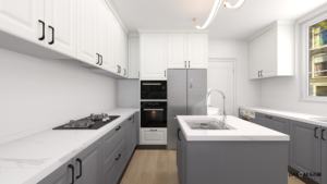 Cuisine en forme de L <span class=keywords><strong>avec</strong></span> îlot <span class=keywords><strong>central</strong></span>: armoires modernes, évier intégré, aménagement ouvert et utilisation de la lumière naturelle - Product Image 5