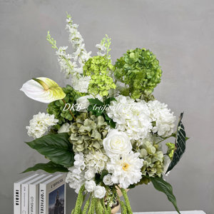 Nhà Máy Tùy Chỉnh Hoa Tú Cầu Bóng Bất Cảm Ứng Màu Xanh Lá Cây Và Trắng Tú Cầu Hoa Nhân Tạo Hoa Bóng Màu Xanh Lá Cây - Product Image 2