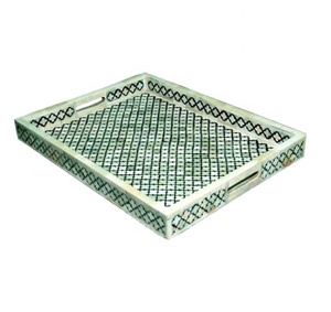 ถาดเสิร์ฟไม้ทำด้วยมือสีเทาโบราณงานหัตถกรรมสำหรับตกแต่งอาหารอินเดีย - Product Image 3