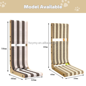 Ekstra yüksek kedi Scratcher L şekli çizgili karton kedi tırmalamak kurulu sonrası topu ile - Product Image 6