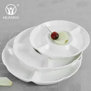 Placas de porcelana branca divididas, servido 5 compartimentos jantar para venda