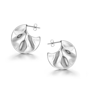 C-Shaped Fan <b>Stud</b> Earrings Geometric <b>Titanium</b> Steel Irregular Reversible For Women - Product Image 5