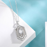 Collier pour femme en argent sterling 925 de haute qualité, pendentif géométrique en zircon taille ovale, plaqué rhodium