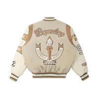 Blouson Oem personnalisé en chenille avec broderie du logo universitaire Letterman veste Hip Hop Streetwear blouson d'aviateur à boutons vintage en cuir pour hommes
