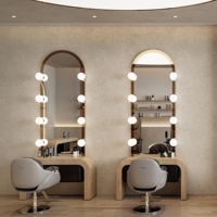 Comptoir de réception de salon de manucure de luxe sur mesure avec éclairage LED, comptoir d'accueil pour institut de beauté, design d'intérieur